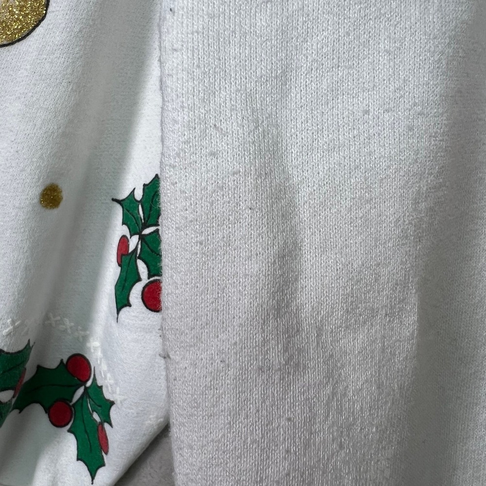 Vintage 90s WHY NOT Teddy Bear Christmas Sweatshirt White Sz 20W Santa Hat - Picture 12 of 12
